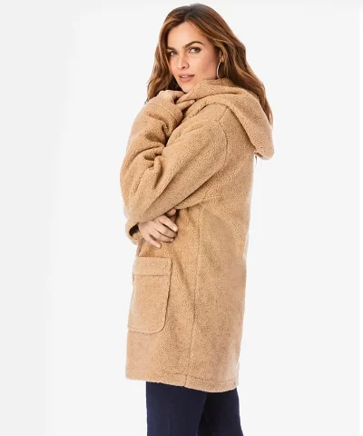 Hooded Teddy Fleece Coat - Image 3