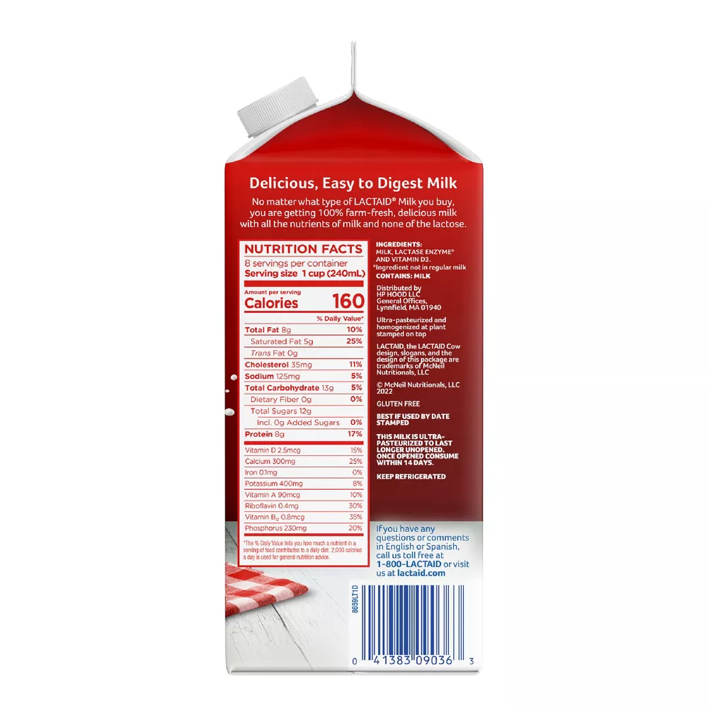 Alternative view of Lactaid Lactose Free Fat Whole Milk 64oz
