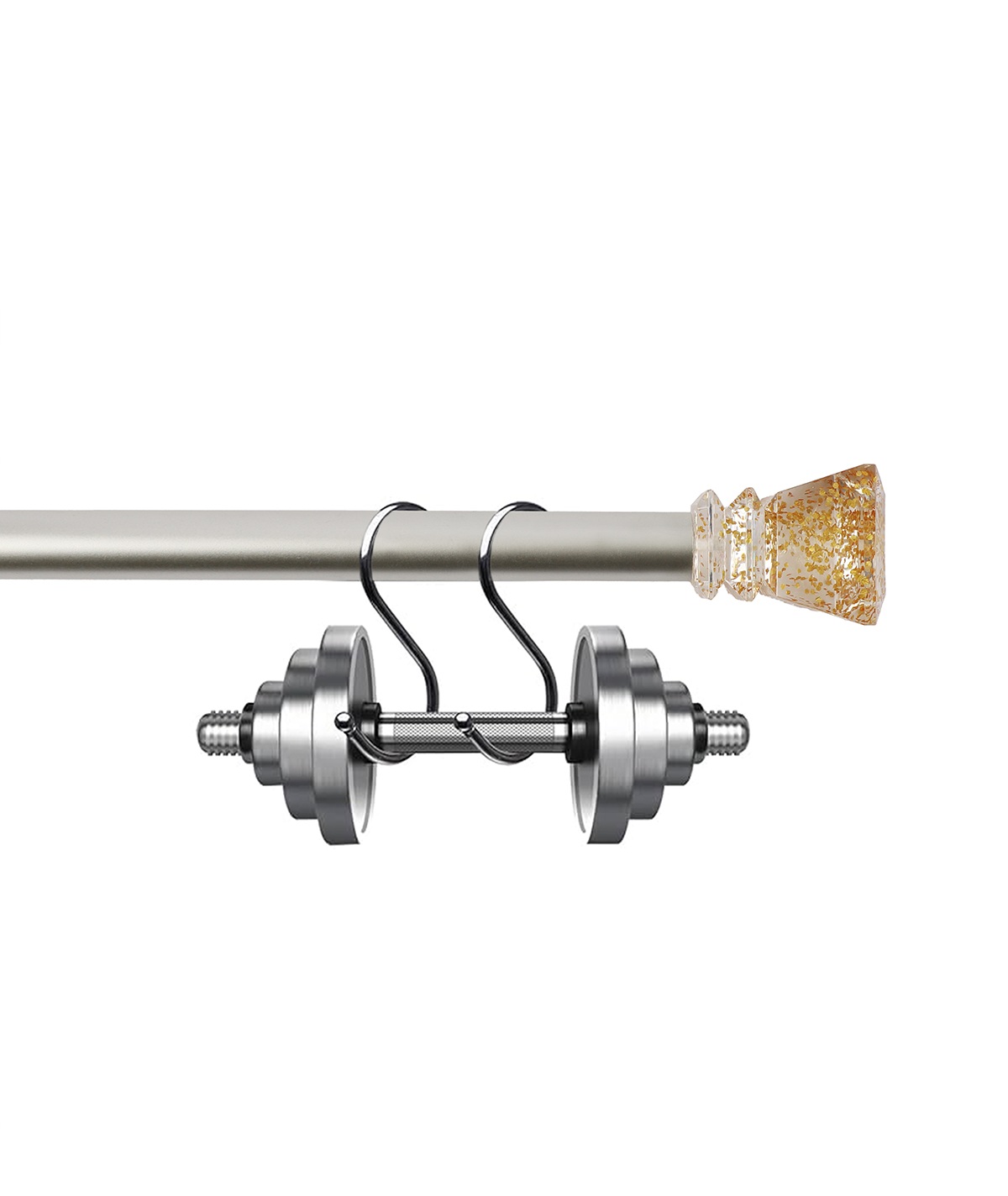 Luxury Gold Telescoping Curtain Rod Set with Crystal Diamond Finial