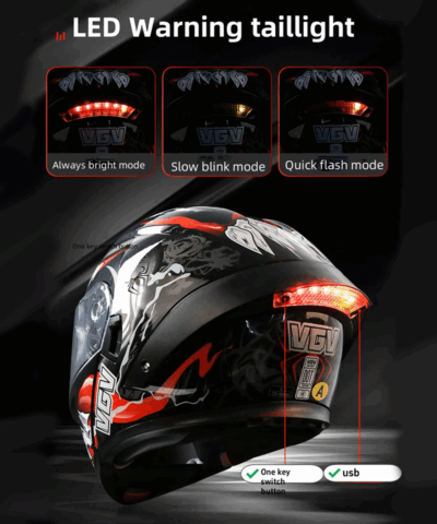 LED Flip-Up Modular Motorcycle Helmet | Full-Face for Men & Women - Image 4