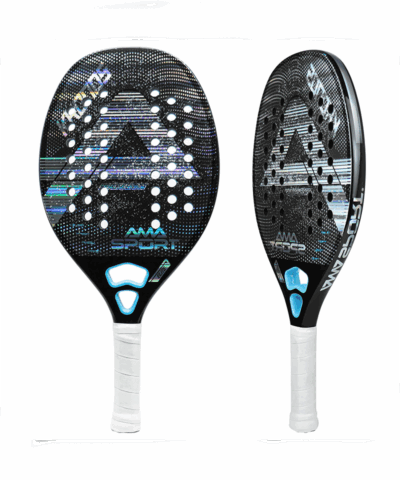Alternative view of 12K Sand Grit Carbon Fiber Visible Weave Beach Tennis Racket