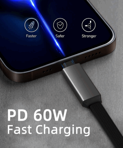 Ultimate Portable Charger: 2-in-1 Keychain Cable 60W & Data Sync Black - Image 4