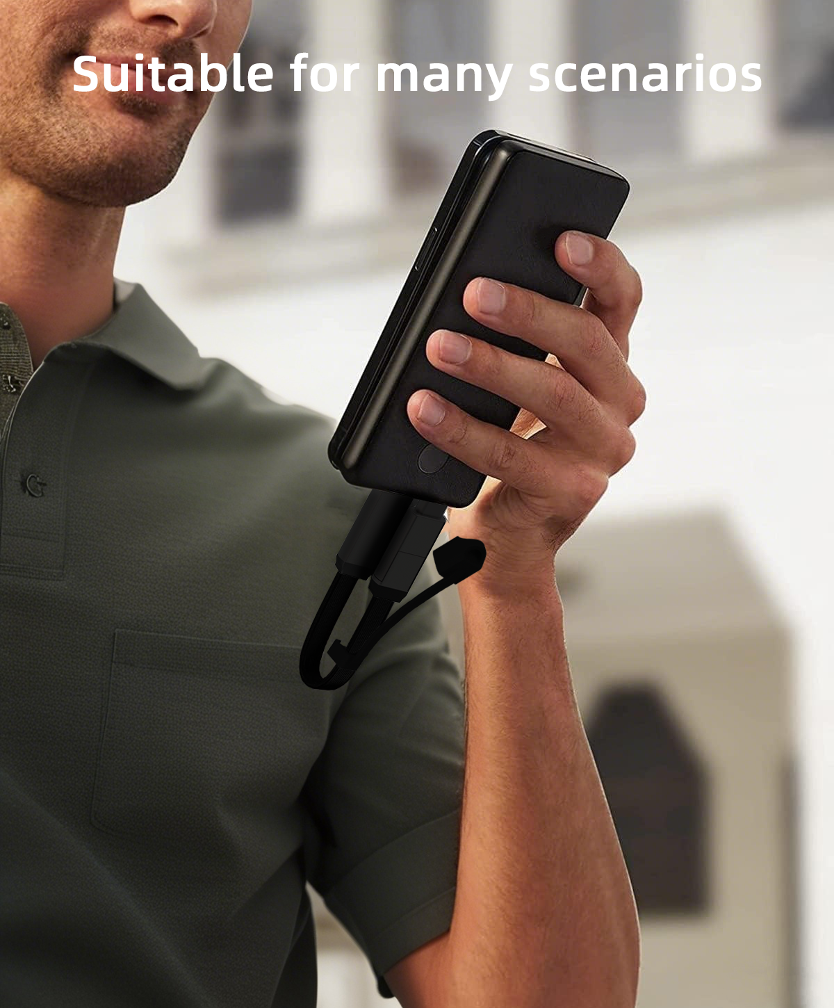 Alternative view of Ultimate Portable Charger: 2-in-1 Keychain Cable 60W & Data Sync Black