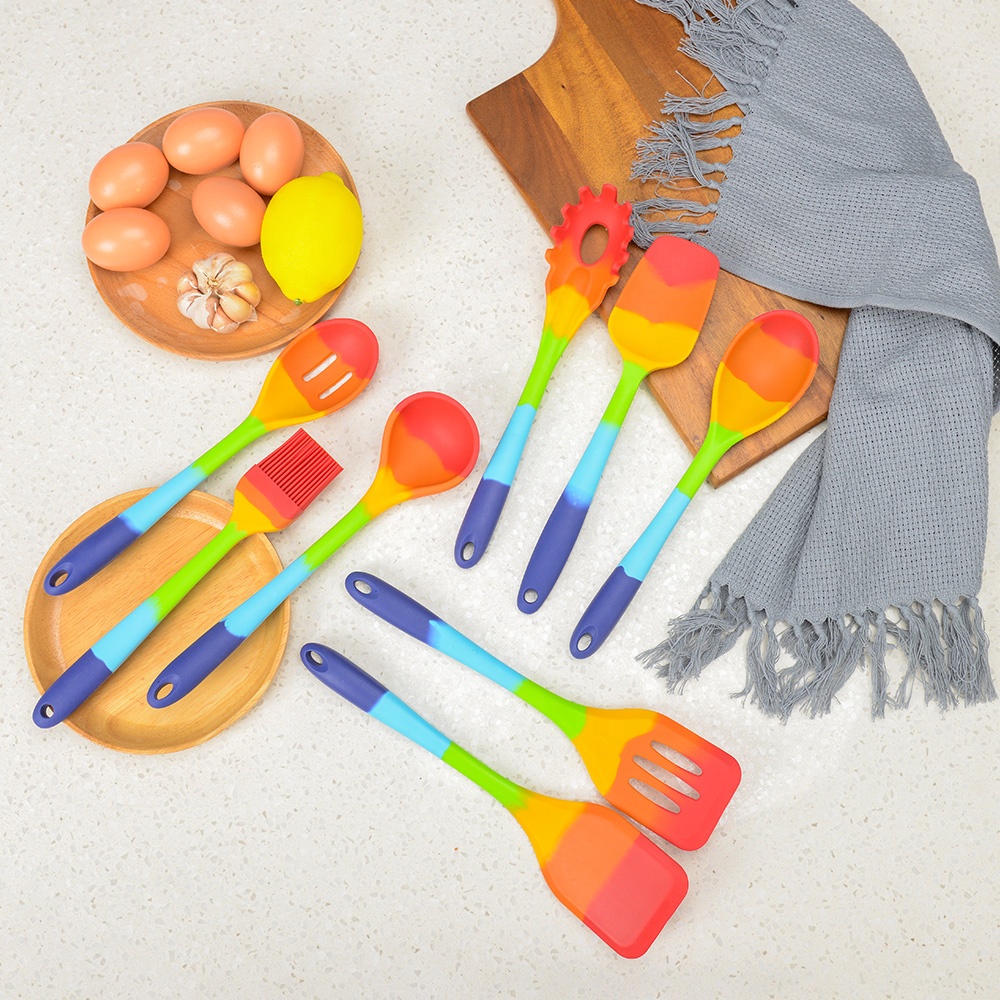 Alternative view of Heat Resistant Rainbow Silicone Utensil Set - Kitchen Spatula, Spoon & Ladle 8Pcs Set