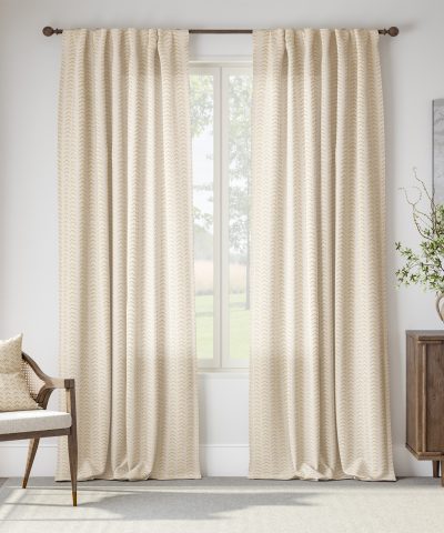 96" X 50" Boho Curtains with Valance, Herringbone Semi-Sheer Farmhouse Drapes