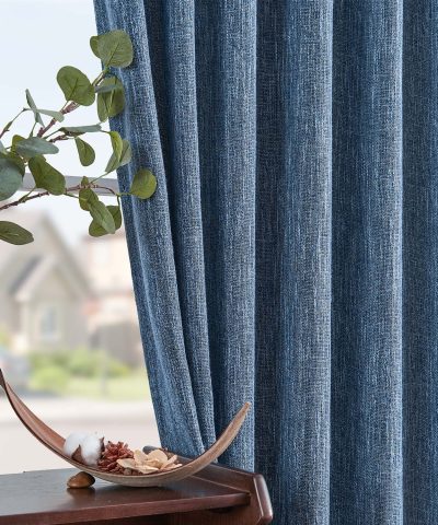 Custom Vintage Linen Curtains & Valance Set, Anti-Bacterial Solid Drapes, 50"W x 84"L - Image 2