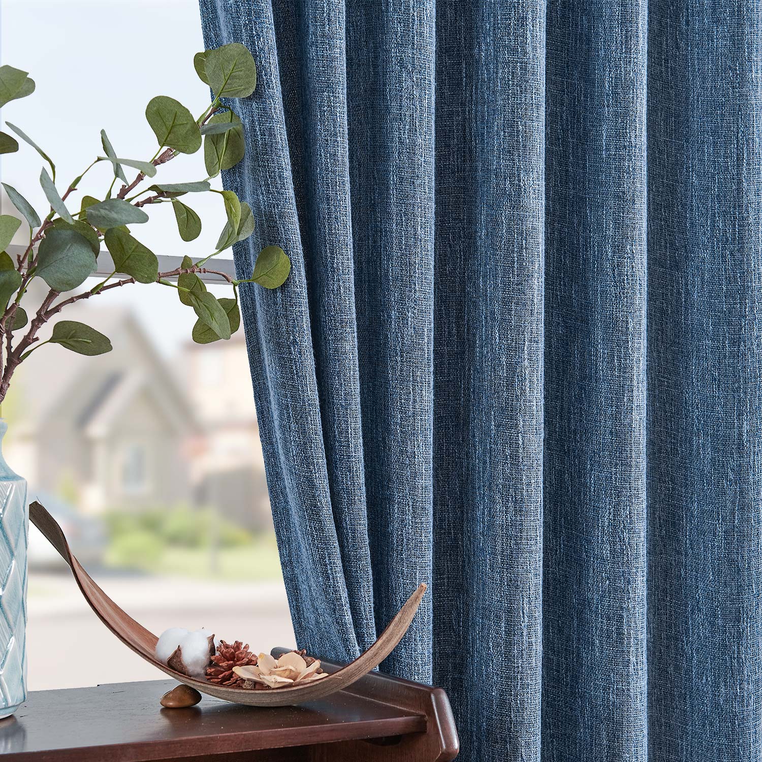 Alternative view of Custom Vintage Linen Curtains & Valance Set, Anti-Bacterial Solid Drapes, 50"W x 84"L