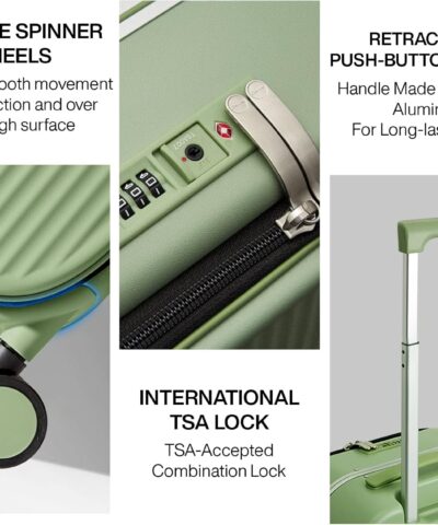 Mixi 2023 Carry On Suitcase Aluminum Frame Front Laptop Pocket Luggage PC TSA Lock Spinner Whieels Carry on 25082726 10