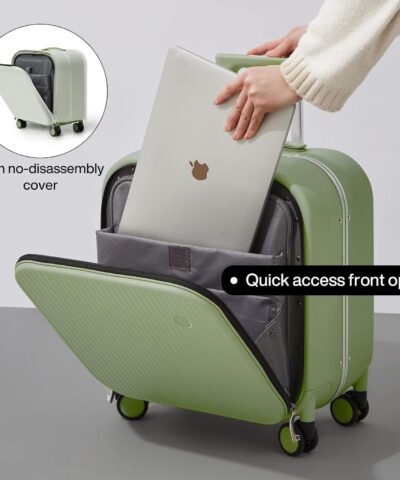 Mixi 2023 Carry On Suitcase Aluminum Frame Front Laptop Pocket Luggage PC TSA Lock Spinner Whieels Carry on 25082726 6