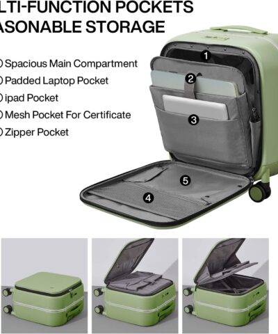 Mixi 2023 Carry On Suitcase Aluminum Frame Front Laptop Pocket Luggage PC TSA Lock Spinner Whieels Carry on 25082726 7