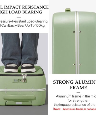 Mixi 2023 Carry On Suitcase Aluminum Frame Front Laptop Pocket Luggage PC TSA Lock Spinner Whieels Carry on 25082726 8