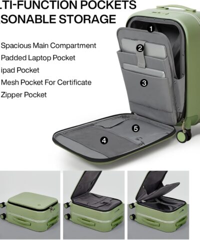 Mixi 2023 Carry On Suitcase Aluminum Frame Front Laptop Pocket Luggage PC TSA Lock Spinner Whieels Carry on 25082726 9