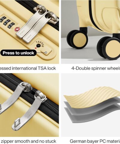 Mixi Expandable Carry On Luggage Lightweight Large Capacity Wide Handle PC Travel Suitcases Spinner Wheels TSA Lock 25082706 4