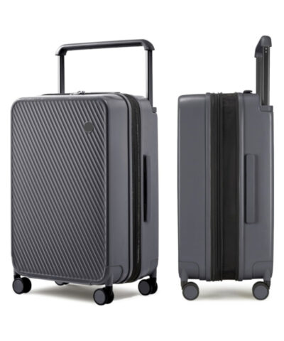 Mixi Expandable Carry On Luggage Lightweight Large Capacity Wide Handle PC Travel Suitcases Spinner Wheels TSA Lock grey 24