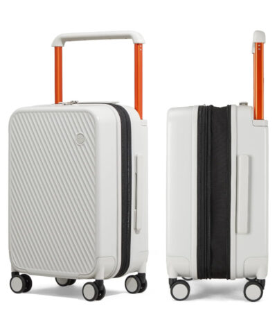 Mixi Expandable Carry On Luggage Lightweight Large Capacity Wide Handle PC Travel Suitcases Spinner Wheels TSA Lock white 20 4