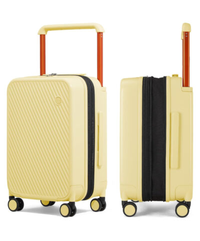 Mixi Expandable Carry On Luggage Lightweight Large Capacity Wide Handle PC Travel Suitcases Spinner Wheels TSA Lock yellow 20