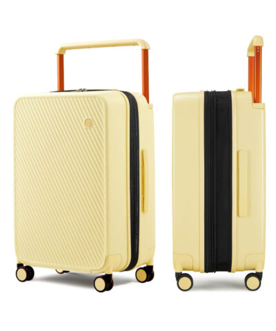 Mixi Expandable Carry On Luggage Lightweight Large Capacity Wide Handle PC Travel Suitcases Spinner Wheels TSA Lock yellow 24