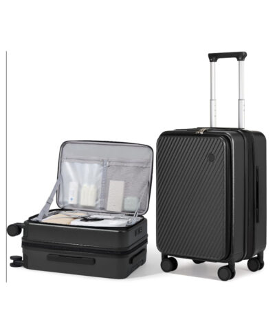 Mixi Expandable Carry On Luggage PC Hard Shell Suitcase Top Opening Rolling Travel Suitcases with Spinner Wheels TSA Lock %E2%80%93 Black20