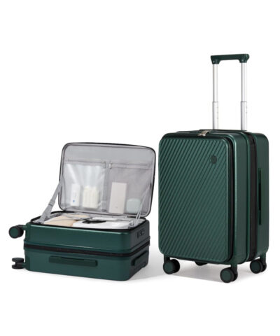 Mixi Expandable Carry On Luggage PC Hard Shell Suitcase Top Opening Rolling Travel Suitcases with Spinner Wheels TSA Lock %E2%80%93 darkgreen20