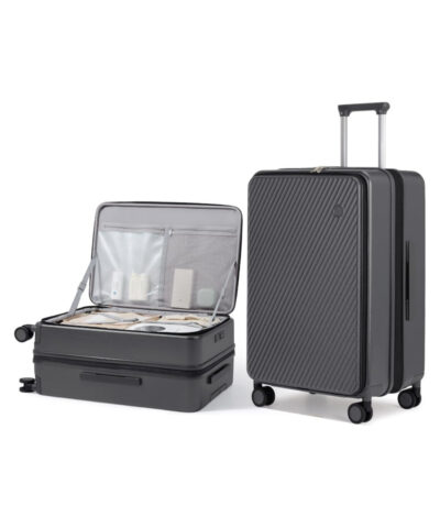 Mixi Expandable Carry On Luggage PC Hard Shell Suitcase Top Opening Rolling Travel Suitcases with Spinner Wheels TSA Lock %E2%80%93 grey24