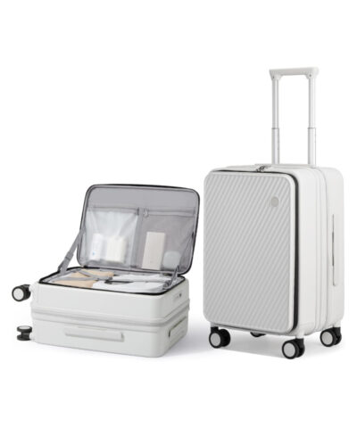 Mixi Expandable Carry On Luggage PC Hard Shell Suitcase Top Opening Rolling Travel Suitcases with Spinner Wheels TSA Lock %E2%80%93 white20
