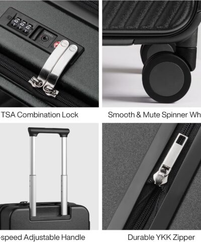 Mixi Expandable Carry On Luggage PC Hard Shell Suitcase Top Opening Rolling Travel Suitcases with Spinner Wheels TSA Lock 20 inch 25082722 3
