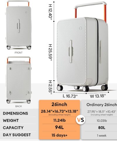 Mixi Large Capacity Suitcase Trolley Case Check in Hardside Rolling Luggage Wide Handle Travel Suitcase 26 inch 25082713 4