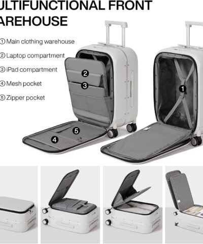 Mixi New PC Aluminum Frame Suitcase Front Opening Rolling Travel Luggage 25082501 3