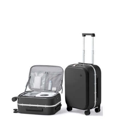 Mixi New PC Aluminum Frame Suitcase Front Opening Rolling Travel Luggage black 20