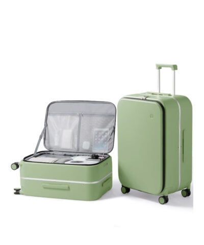Mixi New PC Aluminum Frame Suitcase Front Opening Rolling Travel Luggage green 24