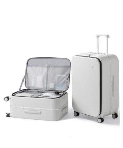 Mixi New PC Aluminum Frame Suitcase Front Opening Rolling Travel Luggage white 26