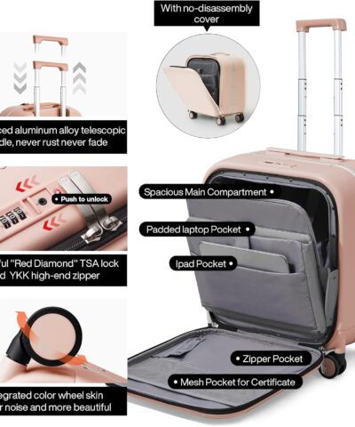 Mixi New Patent Design Carry On Rolling Luggage Polycarbonate Aluminum Frame Elegant Noble 18 inch 25082573 5