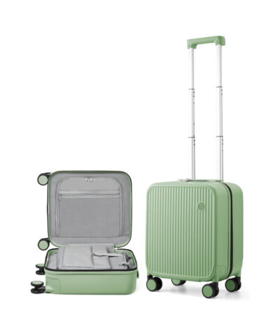 Mixi Striped Travel Luggage Cabin Size Luggage Lightweight Carry On Case Rolling Wheel PC Suitcase green 16 inch
