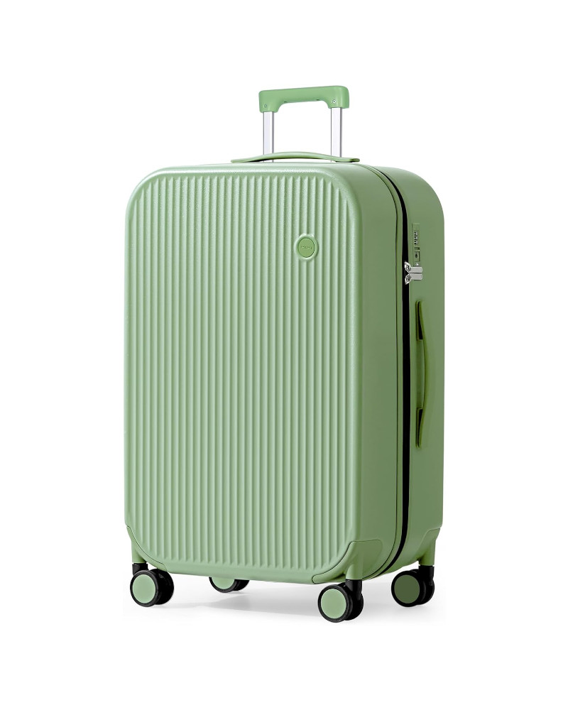Mixi Striped Travel Luggage Cabin Size Luggage Lightweight Carry On Case Rolling Wheel PC Suitcase green 26 inch