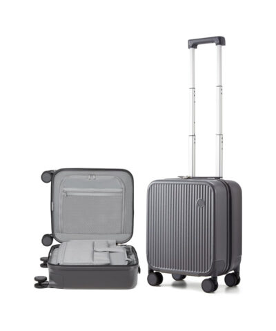 Mixi Striped Travel Luggage Cabin Size Luggage Lightweight Carry On Case Rolling Wheel PC Suitcase grey 16 inch