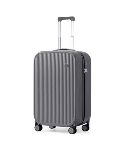 Mixi Striped Travel Luggage Cabin Size Luggage Lightweight Carry On Case Rolling Wheel PC Suitcase grey 20 inch