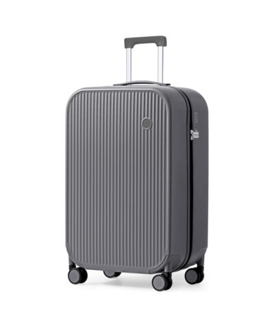 Mixi Striped Travel Luggage Cabin Size Luggage Lightweight Carry On Case Rolling Wheel PC Suitcase grey 24 inch