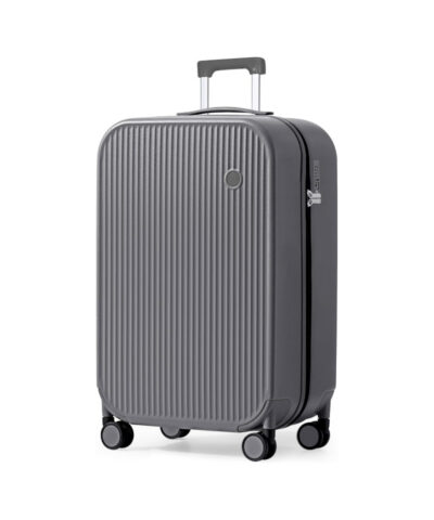 Mixi Striped Travel Luggage Cabin Size Luggage Lightweight Carry On Case Rolling Wheel PC Suitcase grey 26 inch