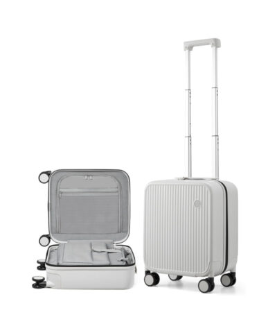 Mixi Striped Travel Luggage Cabin Size Luggage Lightweight Carry On Case Rolling Wheel PC Suitcase white 16 inch