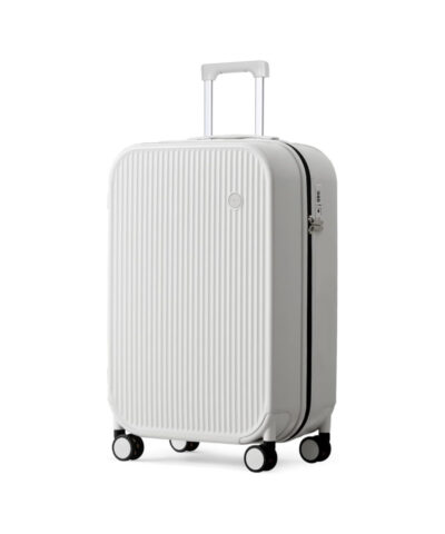 Mixi Striped Travel Luggage Cabin Size Luggage Lightweight Carry On Case Rolling Wheel PC Suitcase white 24 inch