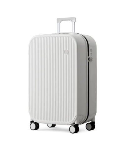 Mixi Striped Travel Luggage Cabin Size Luggage Lightweight Carry On Case Rolling Wheel PC Suitcase white 26 inch