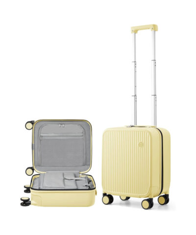Mixi Striped Travel Luggage Cabin Size Luggage Lightweight Carry On Case Rolling Wheel PC Suitcase yellow 16 inch
