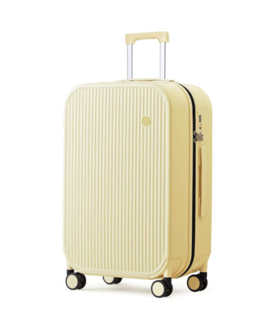 Mixi Striped Travel Luggage Cabin Size Luggage Lightweight Carry On Case Rolling Wheel PC Suitcase yellow 24 inch