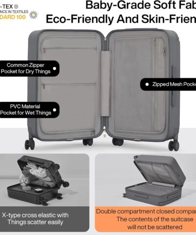 Mixi Wide Handle Travel Trolley Case Luggage PC Hardshell Carry On Case Large Capacity Spinner Suitcase with TSA Lock 25082700 4