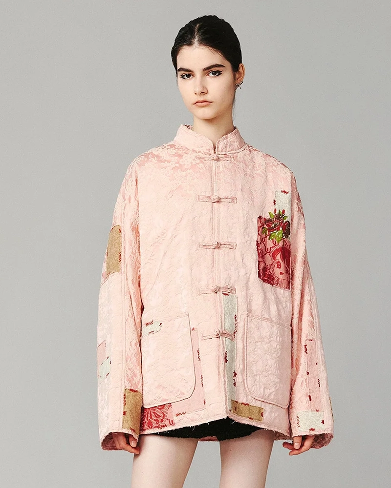Anime Girl Patch Jacquard Old-style Cotton Jacket