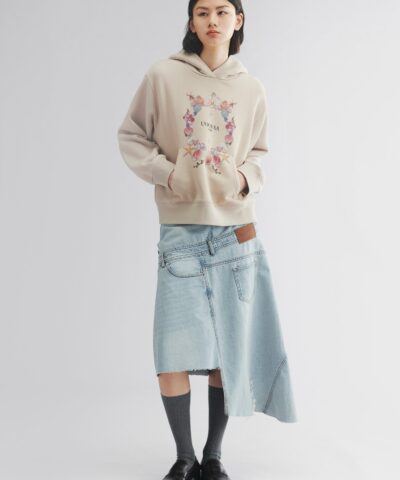Shell floral print hoodie-khaki