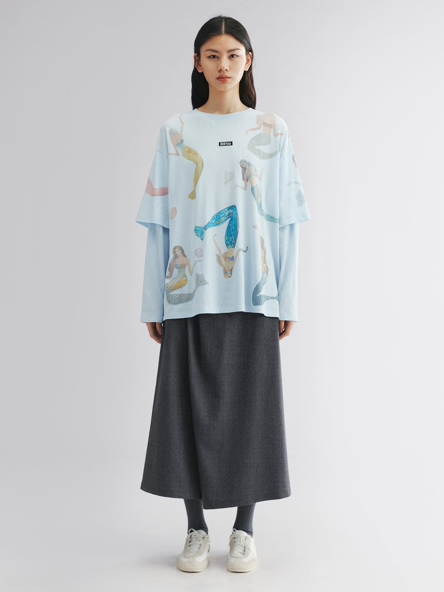 Alternative view of Mermaid print layered t-shirt