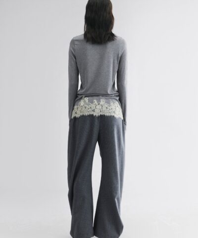 Lace hem henley t-shirt - Image 4
