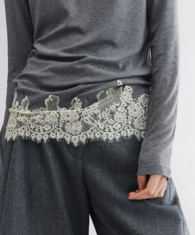 Lace hem henley t-shirt - Image 8