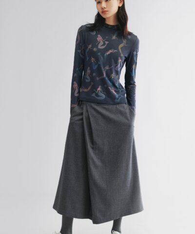 Wrap wool skirt-grey